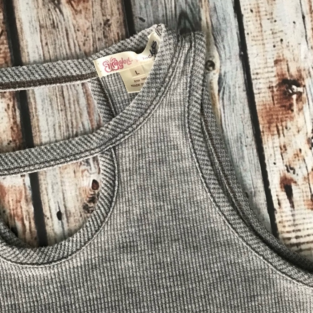 Ragdoll & Rockets Gray Ribbed Cutout Tank Top ~ (10-12) - Picture 4 of 8